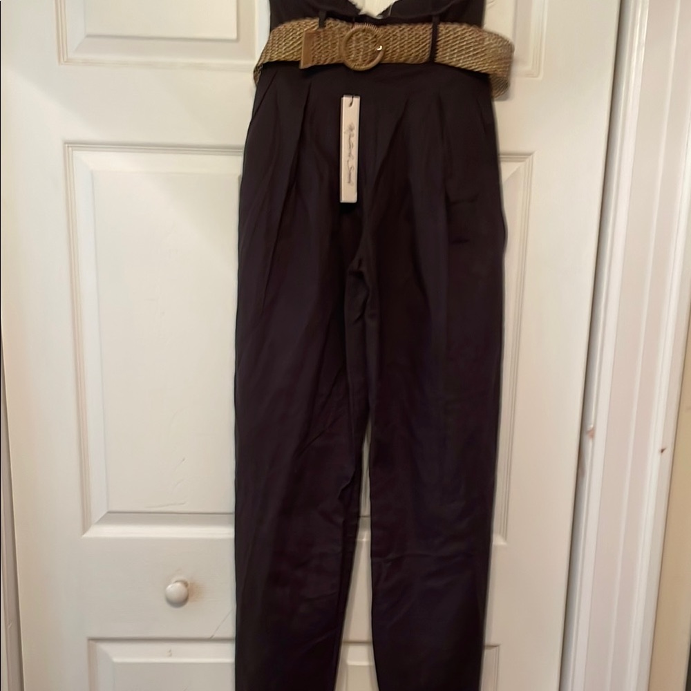 Mustard Seed Black Pants with Pleated Front and Woven Belt